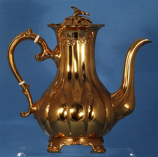 A silver gilt four piece tea and coffee set,